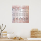 バラ金ゴールドフォイル金属熱帯熱葉帯ロマティック ポスター (キッチン)