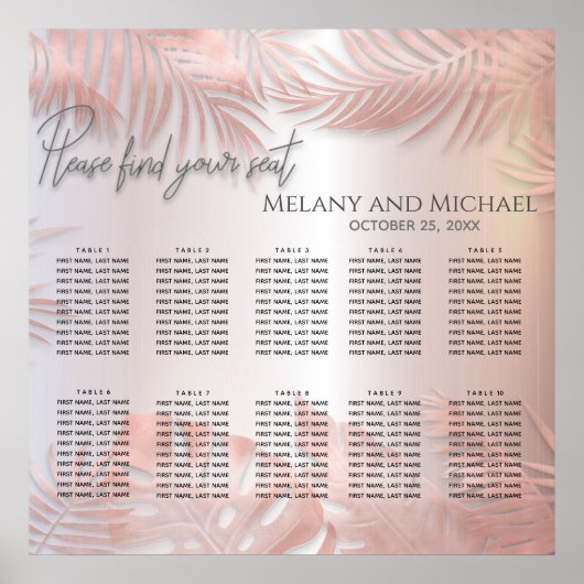 バラ金ゴールドフォイル金属熱帯熱葉帯ロマティック ポスター (正面)