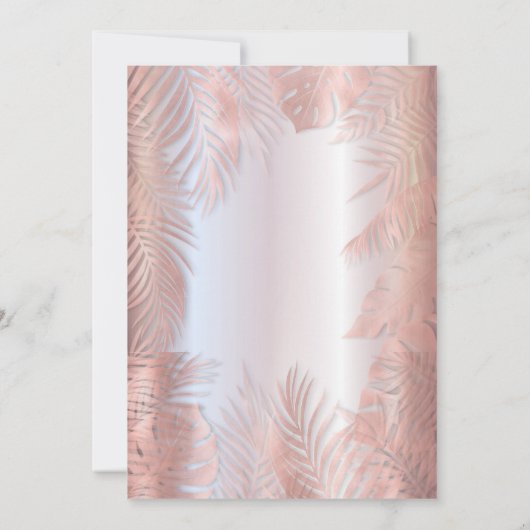 バラ金ゴールドフォイル金属熱帯熱葉帯ロマティック 招待状 (裏面)