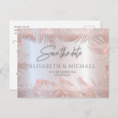 バラ金ゴールドフォイル金属熱帯葉熱帯ロマンチックa 案内ポストカード (正面/裏面)