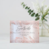 バラ金ゴールドフォイル金属熱帯葉熱帯ロマンチックa 案内ポストカード (スタンド正面)