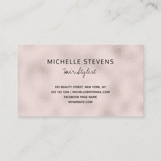 バラ金ゴールドフォイル黒美容師手書き 名刺 (裏面)