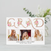 バラ金ゴールドフォイルGRAD写真卒業発表 箔招待状 (立ち正面)