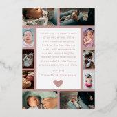 バラ金ゴールドフォトコラージュHelloベビー発表 箔招待状 (裏面)