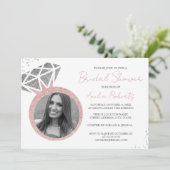 バラ金ゴールドフォトスパークルリングや輪ブライダルシャワー 招待状 (スタンド正面)