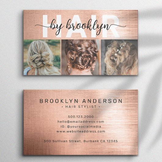 バラ金ゴールドフォトタイポグラフィ美容師 名刺