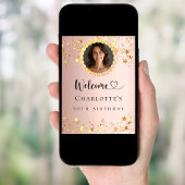 バラ金ゴールドフォトダイヤモンド誕生日パーティーへようこそ ポスター