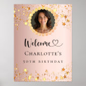 バラ金ゴールドフォトダイヤモンド誕生日パーティーへようこそ ポスター (正面)