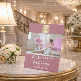 バラ金ゴールドフォトビジネスロゴセミナーへようこそ 台座サイン