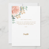 バラ金ゴールドフォトブライダルシャワーサンキューカード 招待状 (裏面)