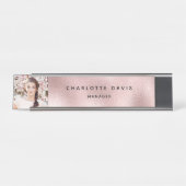 バラ金ゴールドフォトモノグラムモダン社員 デスクネームプレート (正面)