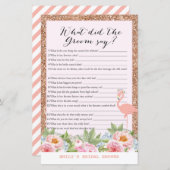 バラ金ゴールドフラミンゴブライダルシャワーゲームプリント (正面/裏面)