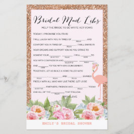 バラ金ゴールドフラミンゴブライダルシャワーゲームプリント