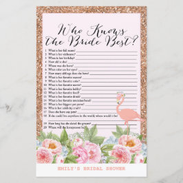 バラ金ゴールドフラミンゴブライダルシャワーゲームプリント