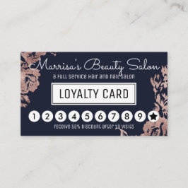 バラ金ゴールドフラワーズネービーブルーロイヤリティディスカウントパンチ ロイヤリティカード