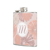 バラ金ゴールドフラワーパターン&モノグラム フラスク (左)