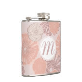 バラ金ゴールドフラワーパターン&モノグラム フラスク (右)