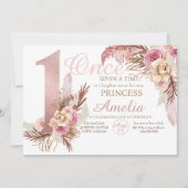 バラ金ゴールドフラワーパンパプリンセス1st誕生日 招待状 (正面)