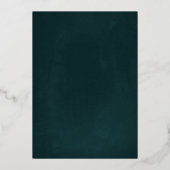 バラ金ゴールドフラワーリースエメラルドグリーン結婚ズ 箔招待状 (裏面)