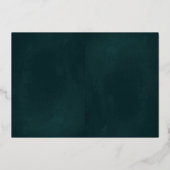 バラ金ゴールドフラワーリースエメラルド2フォイル情報カード 箔招待状 (裏面)