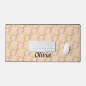 バラ金ゴールドフラワー名前をカスタムするスクリプト デスクマット (キーボード&マウス)