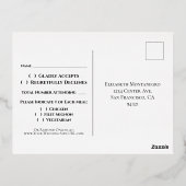 バラ金ゴールドフリル&バーガンディーオンホワイトウェディングRSVP 箔招待状ポストカード (裏面)