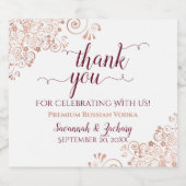 バラ金ゴールドフリル&ブルゴーニュ結婚ーありがとう リキュールボトルラベル (シングルラベル)