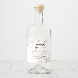 バラ金ゴールドフリル&ブルゴーニュ結婚ーありがとう リキュールボトルラベル