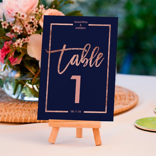 バラ金ゴールドフレームスクリプトnavy blue table number テーブルナンバー