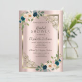 バラ金ゴールドフレームバラ金ゴールドブライダルシャワー 招待状 (スタンド正面)