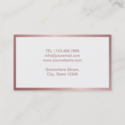 バラ金ゴールドフレームミニマリストメイクアップ美容師 名刺 (裏面)