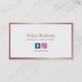 バラ金ゴールドフレームミニマリストメイクアップ美容師 名刺 (正面)