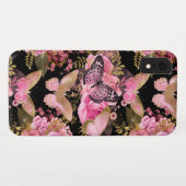 バラ金ゴールドフローラおよび蝶パタガーリーーン Case-Mate iPhoneケース (裏面(横))