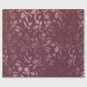 バラ金ゴールドフローラつる植物パターン深いブルゴーニュ ラッピングペーパー (フラット)