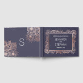 バラ金ゴールドフローラとネイビー結婚ブルーズゲストブック ゲストブック (全面)