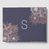 バラ金ゴールドフローラとネイビー結婚ブルーズゲストブック ゲストブック (裏面)