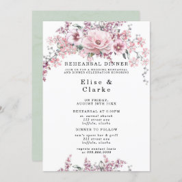 バラ金ゴールドフローラとユーカリ・リハーサル・ディナー 招待状