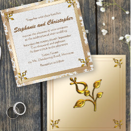 バラ金ゴールドフローラとリネン結婚ズ 招待状
