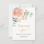 バラ金ゴールドフローラの緑のエレガント誕生日 サンキューカード (正面)