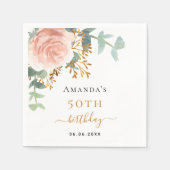 バラ金ゴールドフローラの緑のエレガント誕生日 スタンダードカクテルナプキン (正面)