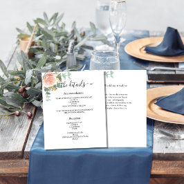 バラ金ゴールドフローラの緑の結婚式プログラムの詳細