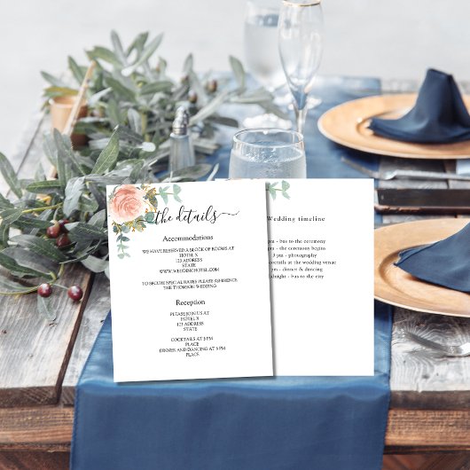 バラ金ゴールドフローラの緑の結婚式プログラムの詳細