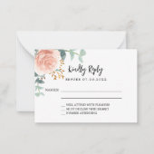 バラ金ゴールドフローラの緑の誕生日の応答RSVP ノートカード (正面)