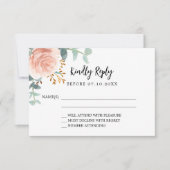 バラ金ゴールドフローラの緑の誕生日の応答RSVP 出欠カード (正面)