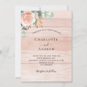 バラ金ゴールドフローラの緑結婚の木 招待状 (正面)