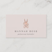 バラ金ゴールドフローラはさみロゴヘアスタイリスト 名刺 (正面)