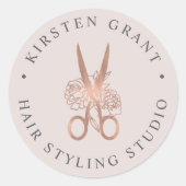 バラ金ゴールドフローラはさみロゴ ラウンドシール (正面)