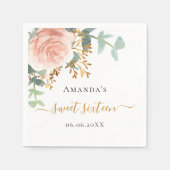 バラ金ゴールドフローラエレガントグリーンリーSweet 16 スタンダードカクテルナプキン (正面)