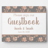 バラ金ゴールドフローラオングレーゲストブックテーブル フォトプラーク (正面)