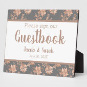 バラ金ゴールドフローラオングレーゲストブックテーブル フォトプラーク (側面)